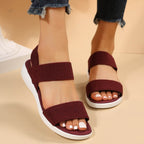 Rubber Open Toe Low Heel Sandals - Delanoir