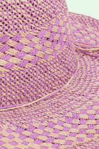 Fame Checkered Straw Weave Sun Hat - Delanoir