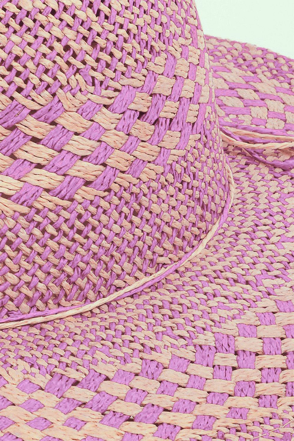 Fame Checkered Straw Weave Sun Hat - Delanoir