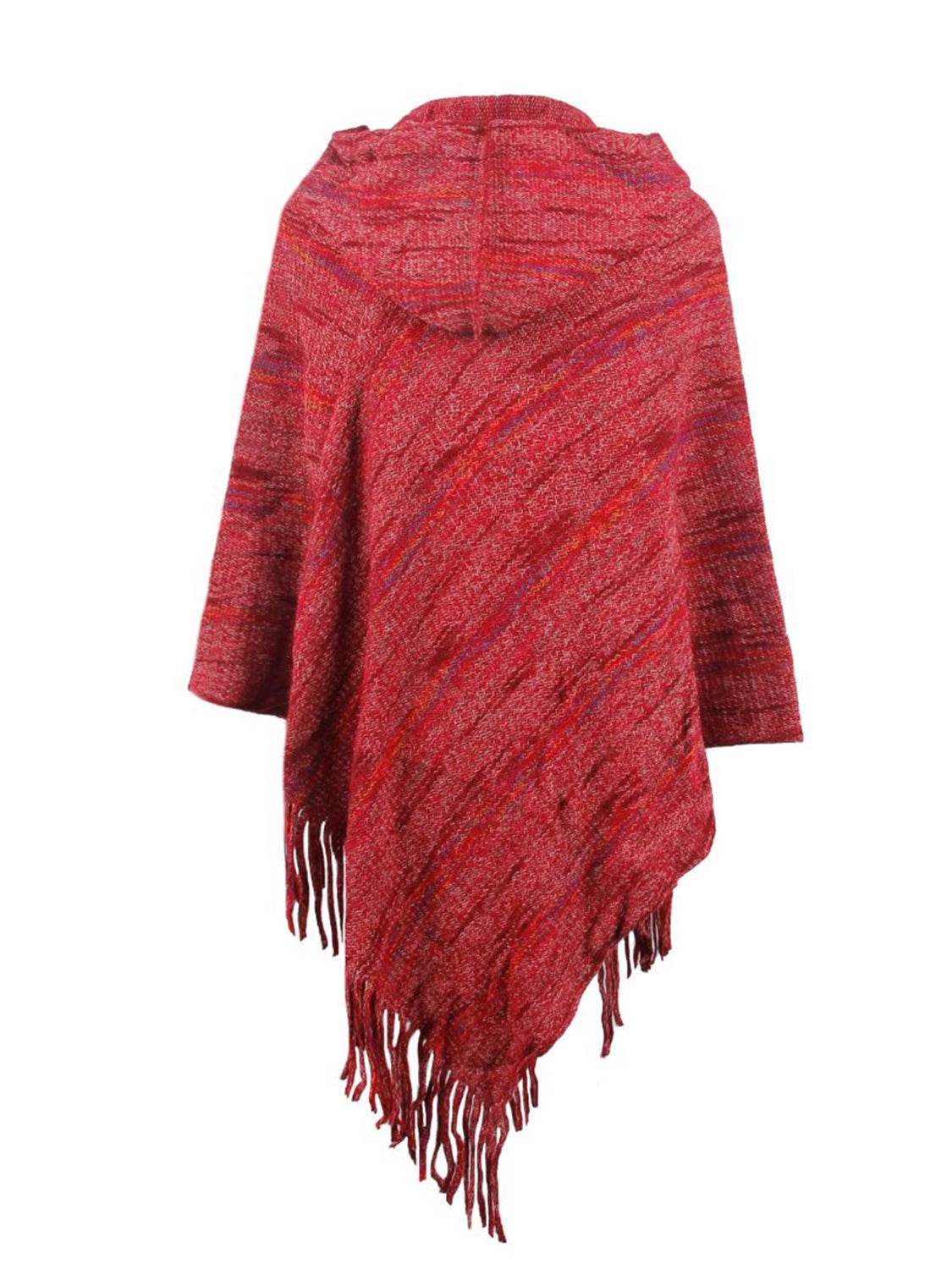 Fringe Hem Hooded Poncho - Delanoir