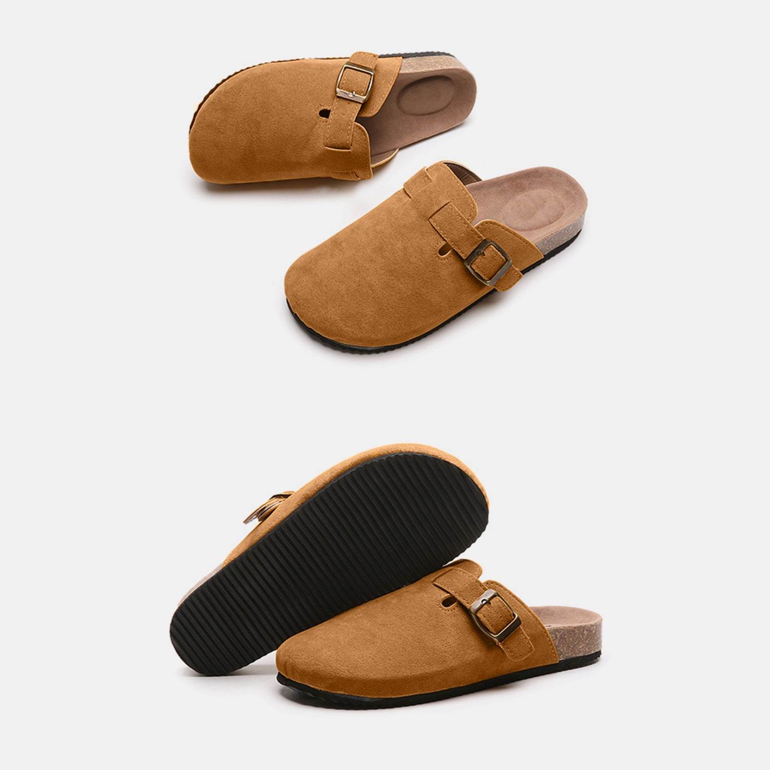Suede Closed Toe Buckle Slide - Delanoir