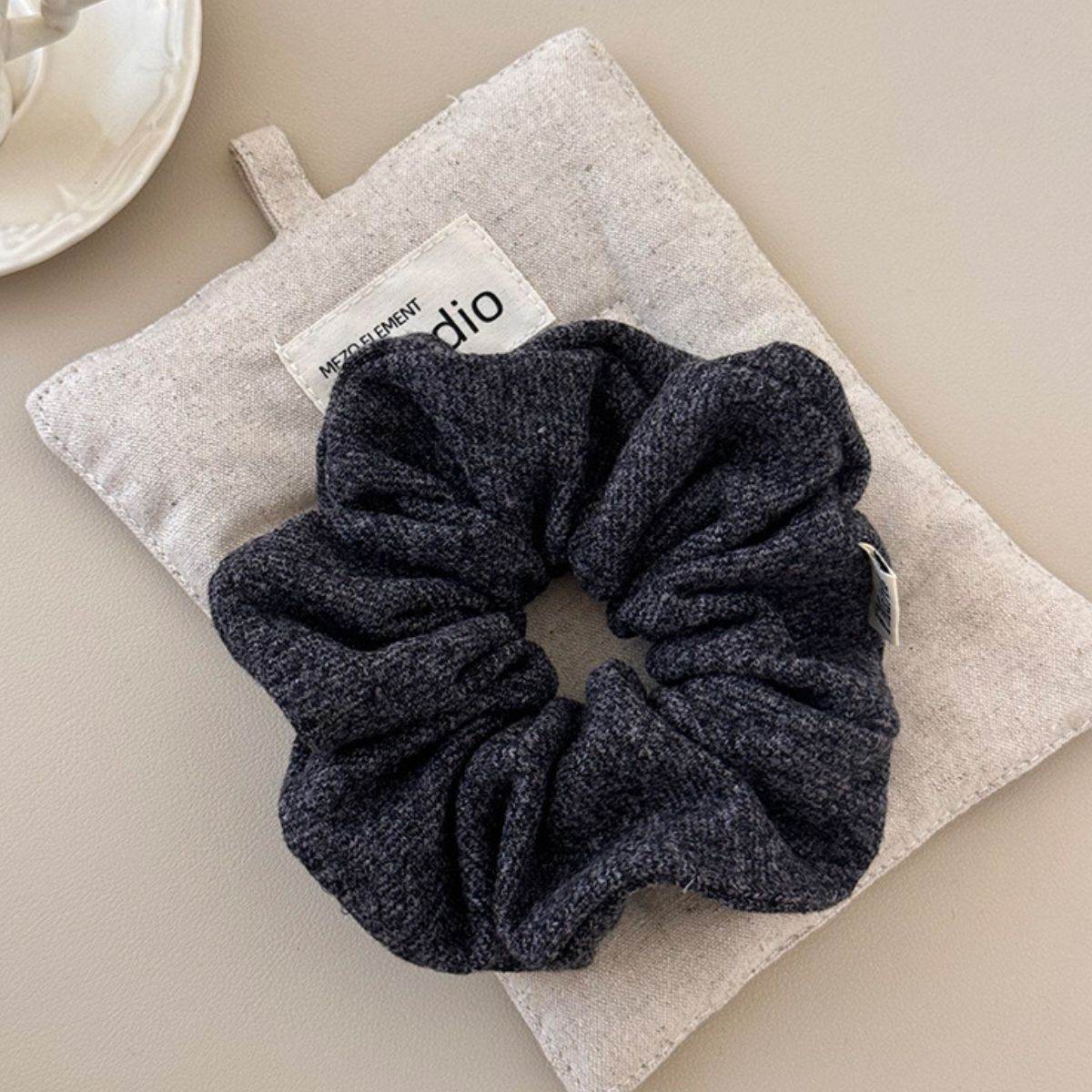 3-Piece Ruched Heathered Elastic Hair Scrunchy - Delanoir