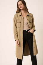 Mittoshop Acid Wash French Terry Longline Shacket - Delanoir
