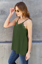 Basic Bae Full Size Lace Trim V-Neck Cami - Delanoir