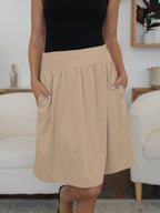 FAM-FAM Elastic Waist Skirt with Pockets - Delanoir