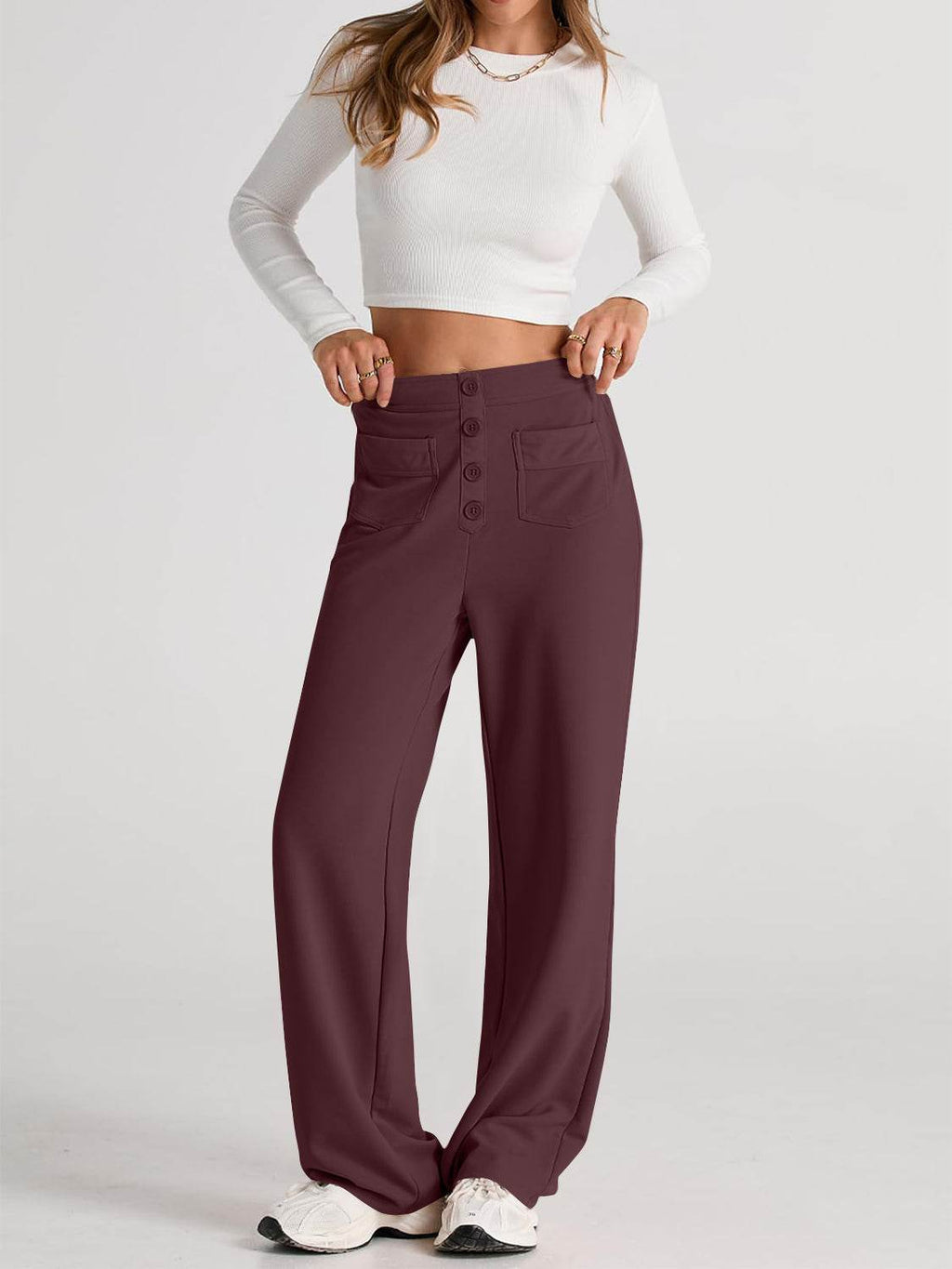 High Waist Wide Leg Pants - Delanoir