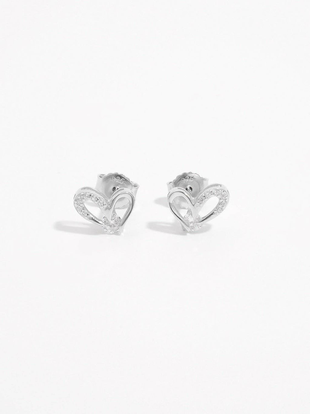 925 Sterling Silver Inlaid Zircon Heart Earrings - Delanoir