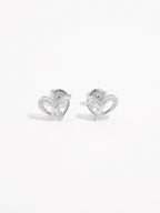 925 Sterling Silver Inlaid Zircon Heart Earrings - Delanoir