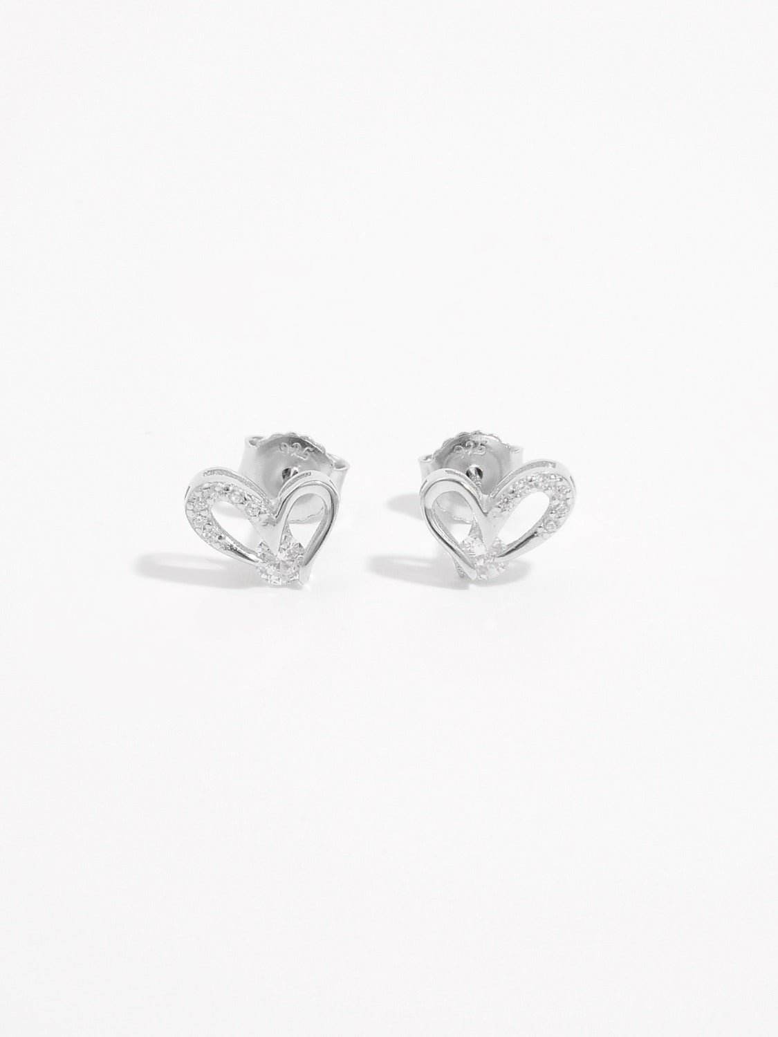 925 Sterling Silver Inlaid Zircon Heart Earrings - Delanoir