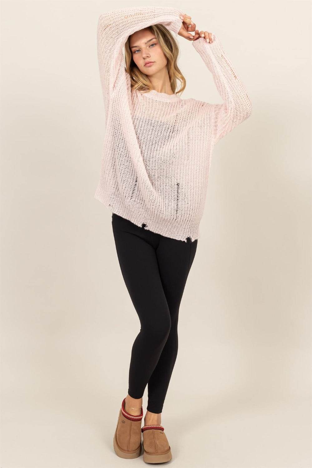 HYFVE Distressed Long Sleeve Knit Top - Delanoir