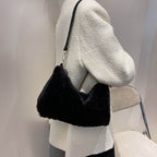 Faux Fur Removable Strap Shoulder Bag - Delanoir
