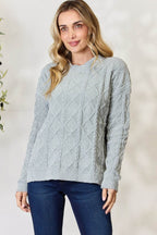BiBi Cable Knit Round Neck Sweater - Delanoir