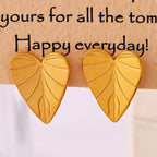 Stainless Steel Heart Leaf Stud Earring - Delanoir
