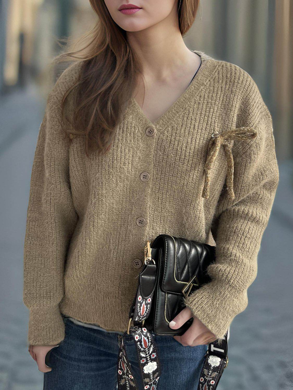 Button Down Long Sleeve Cardigan - Delanoir