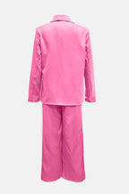 Side Striped Long Sleeve Blazer and Pants Set - Delanoir