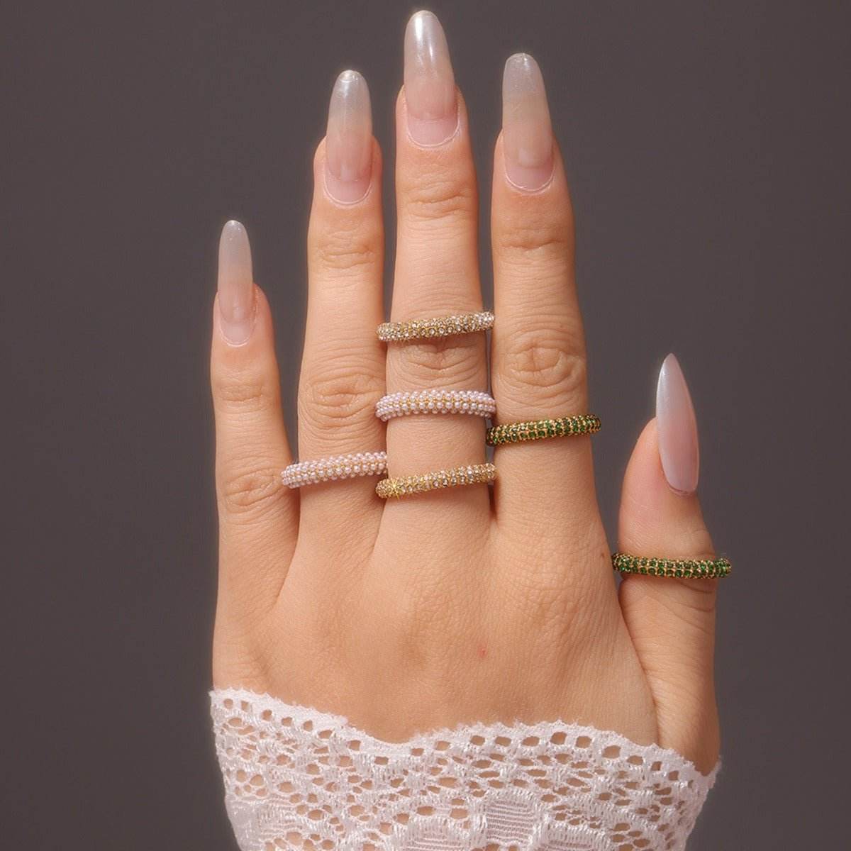 18K Gold-Plated Inlaid Zircon Ring - Delanoir