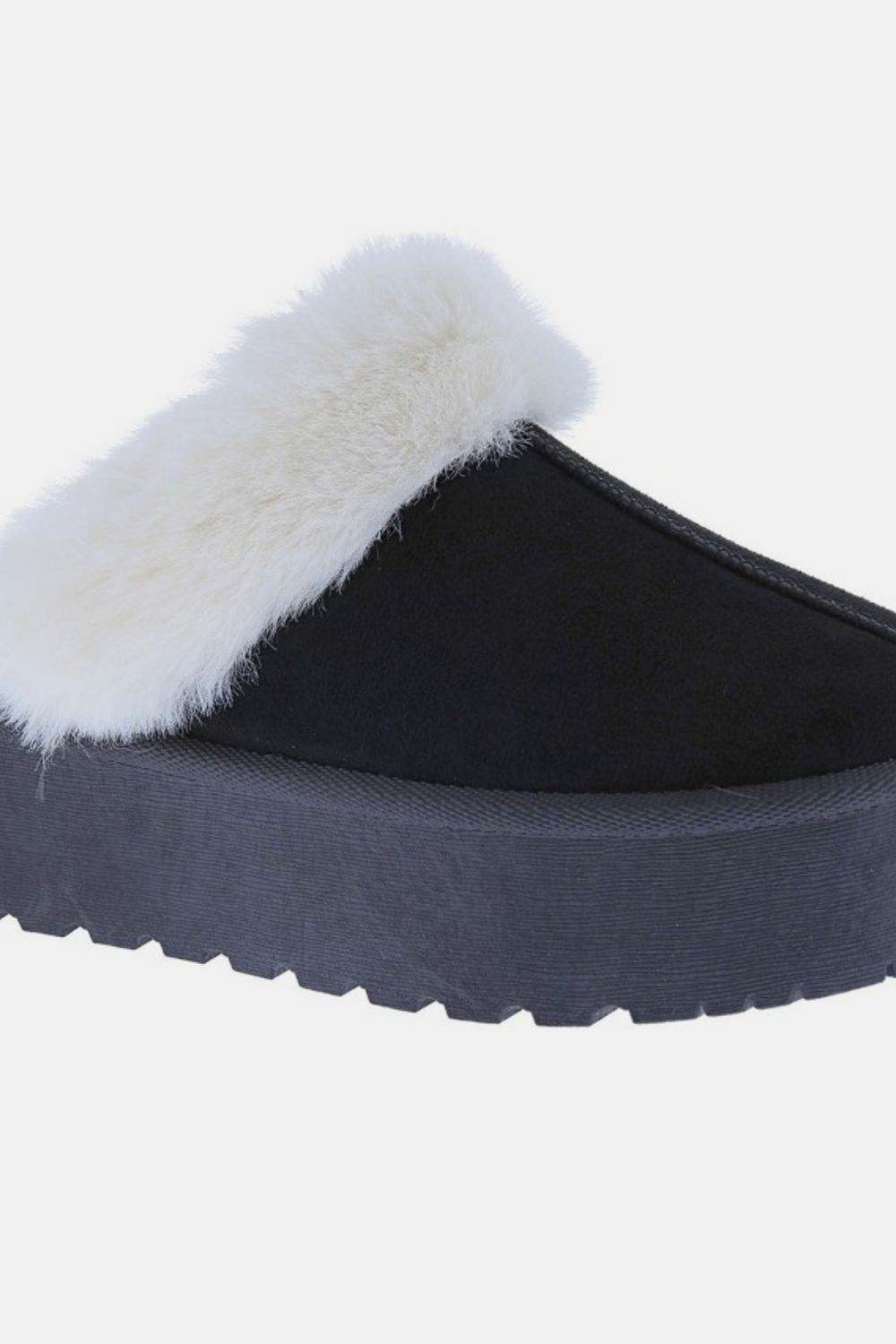 Weeboo Thick Bottom Fur Trim Snow Slippers - Delanoir