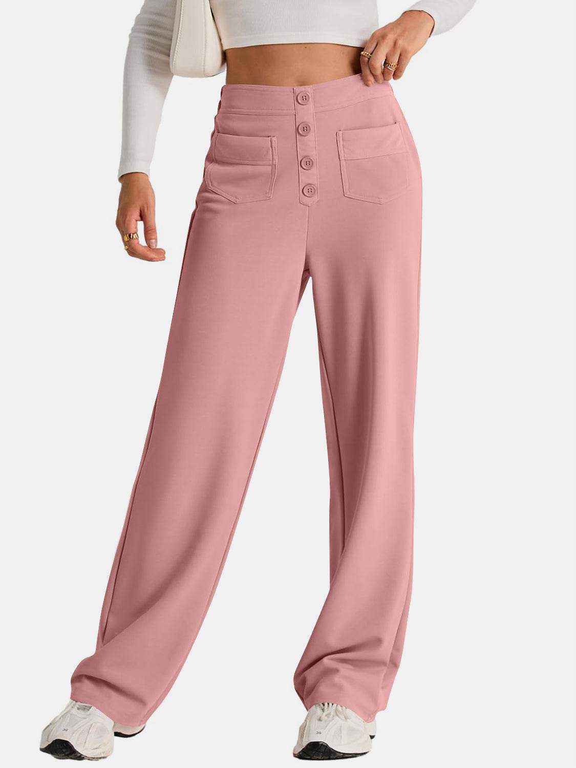 High Waist Wide Leg Pants - Delanoir