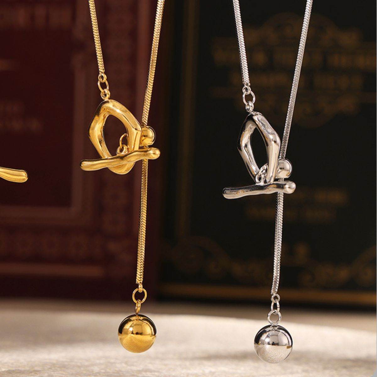 Stainless Steel Bead Necklace - Delanoir