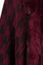 Houndstooth Fringe Hem Poncho - Delanoir
