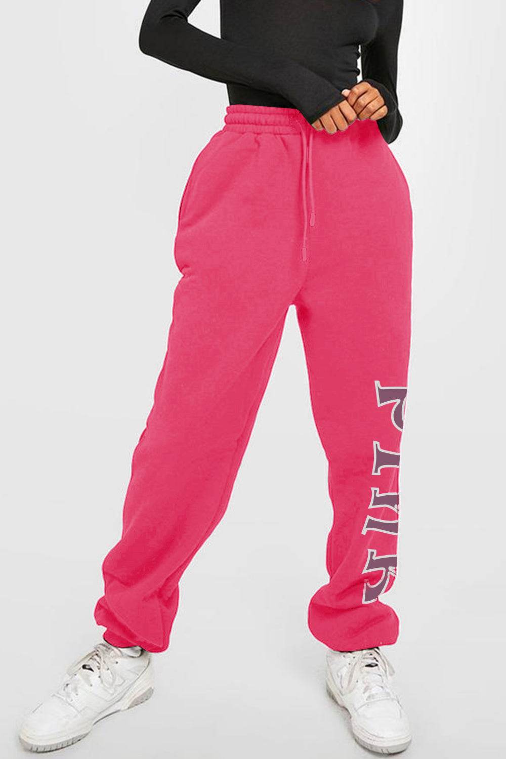 Simply Love Full Size PINK Graphic Sweatpants - Delanoir