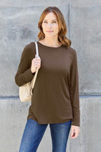 Basic Bae Full Size Round Neck Long Sleeve Top - Delanoir
