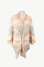Multicolored Fringe Trim Poncho - Delanoir