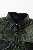 Pocketed Checkered Collared Neck Snap Down Jacket - Delanoir