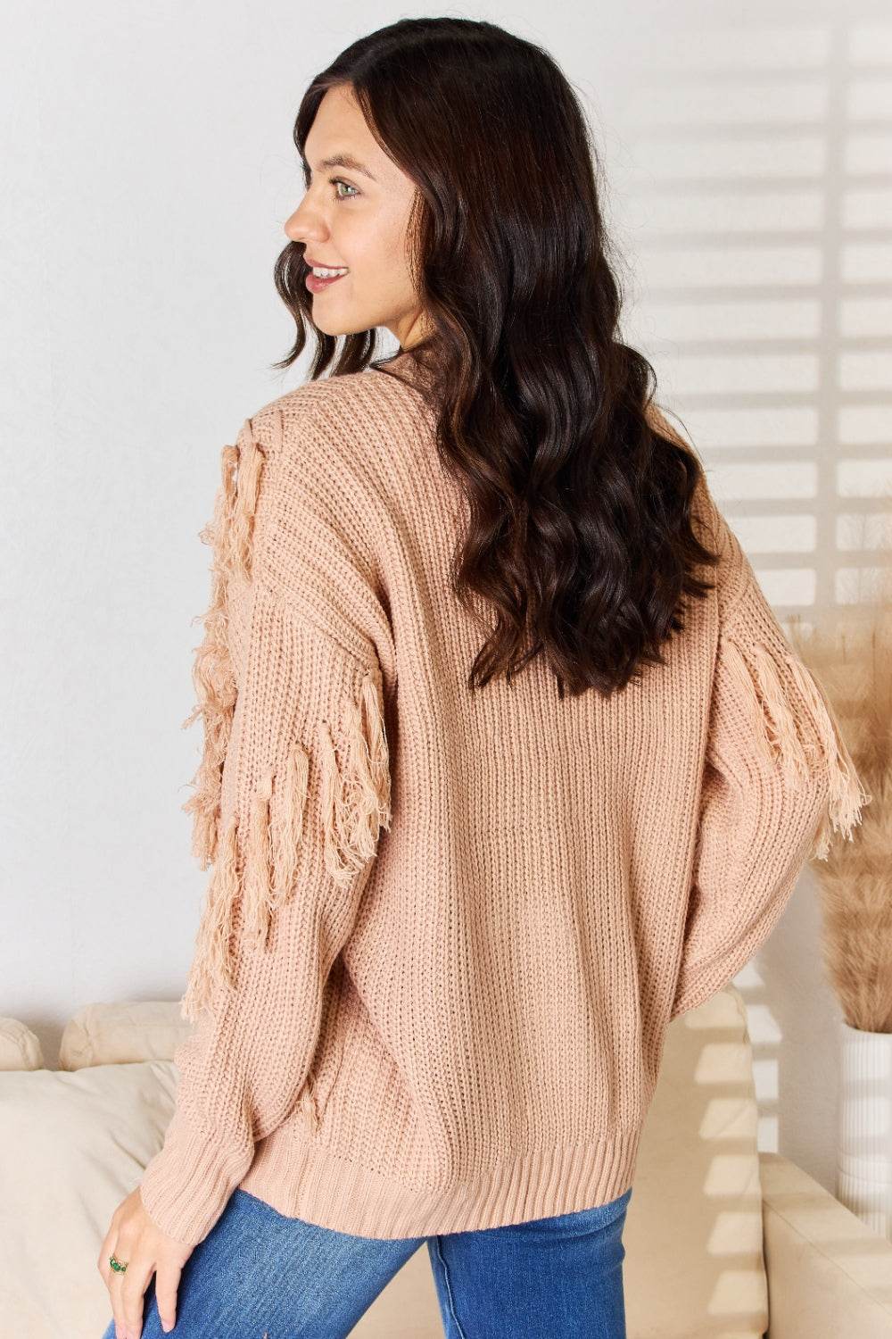 And The Why Tassel Detail Long Sleeve Sweater - Delanoir