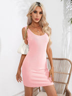 Scoop Neck Sleeveless Bodycon Dress - Delanoir
