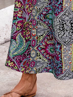 Slit Printed Elastic Waist Skirt - Delanoir