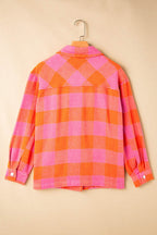 Plaid Collared Neck Button Up Jacket - Delanoir