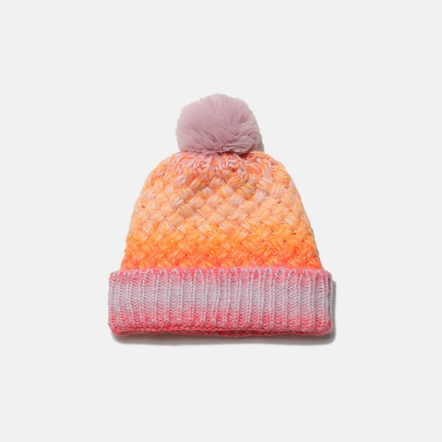 Gradient Knit Hat with Pompom - Delanoir