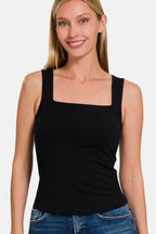 Zenana Square Neck Cropped Tank - Delanoir