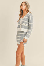 MABLE Plaid Button Down Sweater Cardigan and Mini Skirt Set - Delanoir