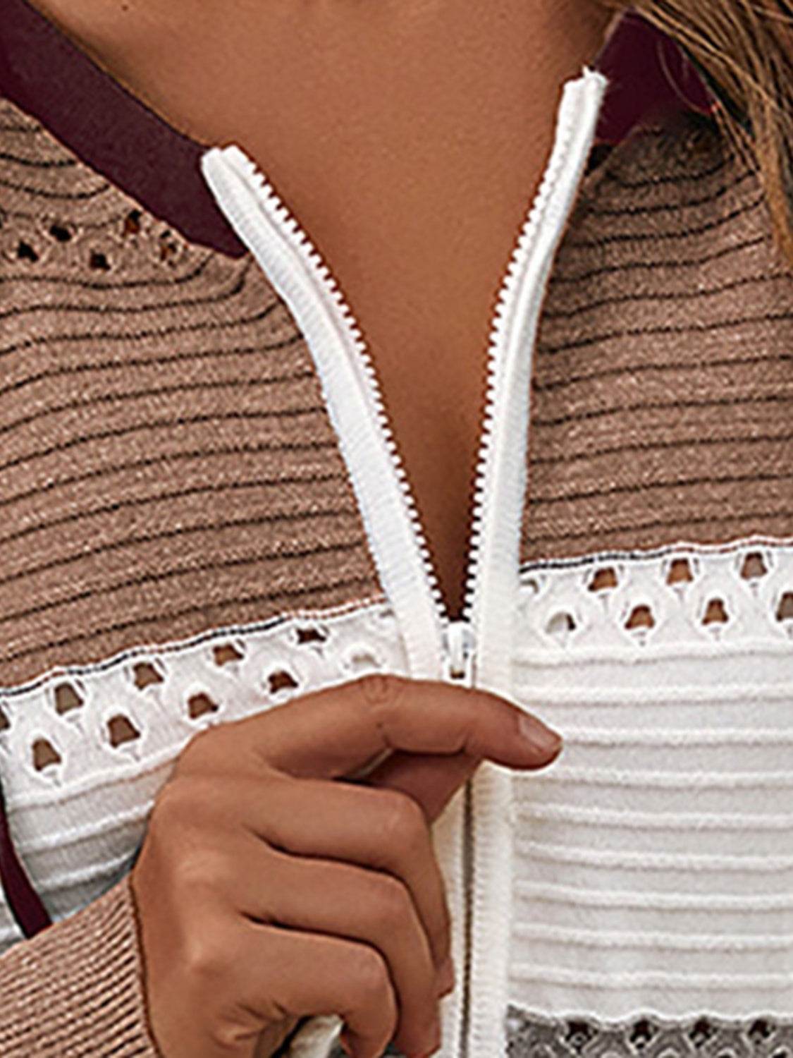 Color Block Drawstring Hooded Sweater - Delanoir