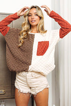 BiBi Color Block Brushed Checker Top - Delanoir