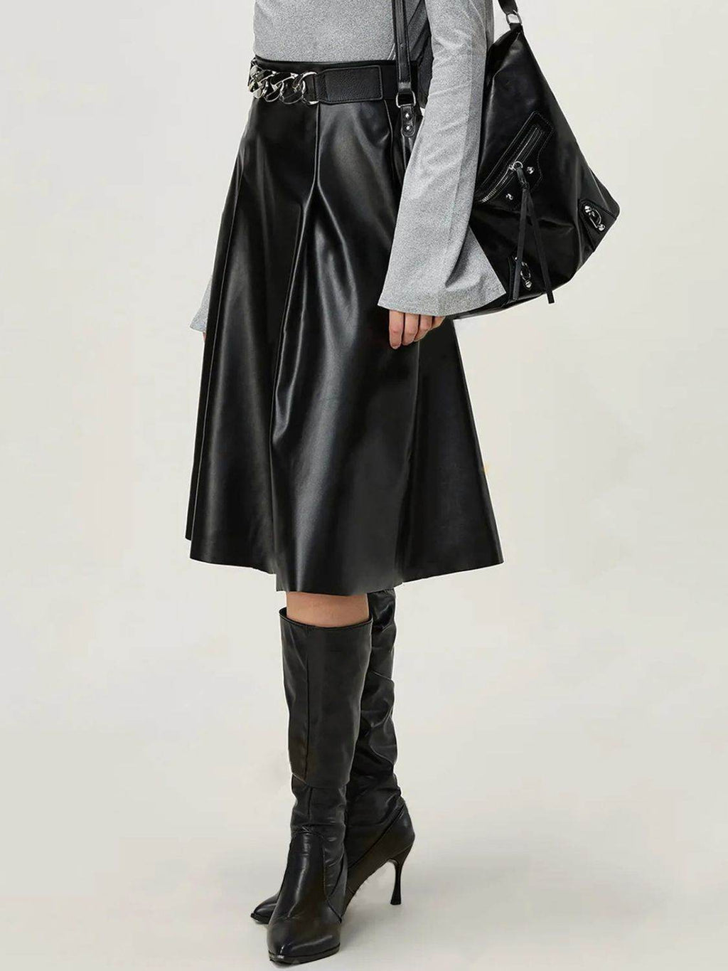 High Waist Skirt with Zipper - Delanoir