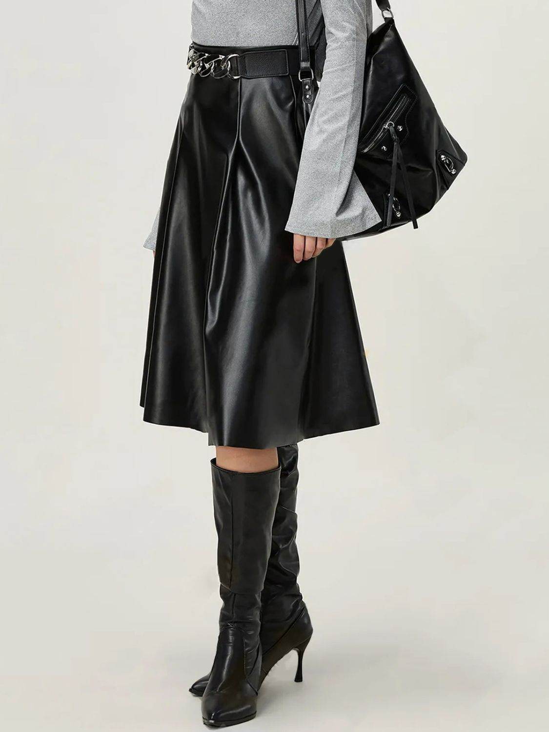 High Waist Skirt with Zipper - Delanoir