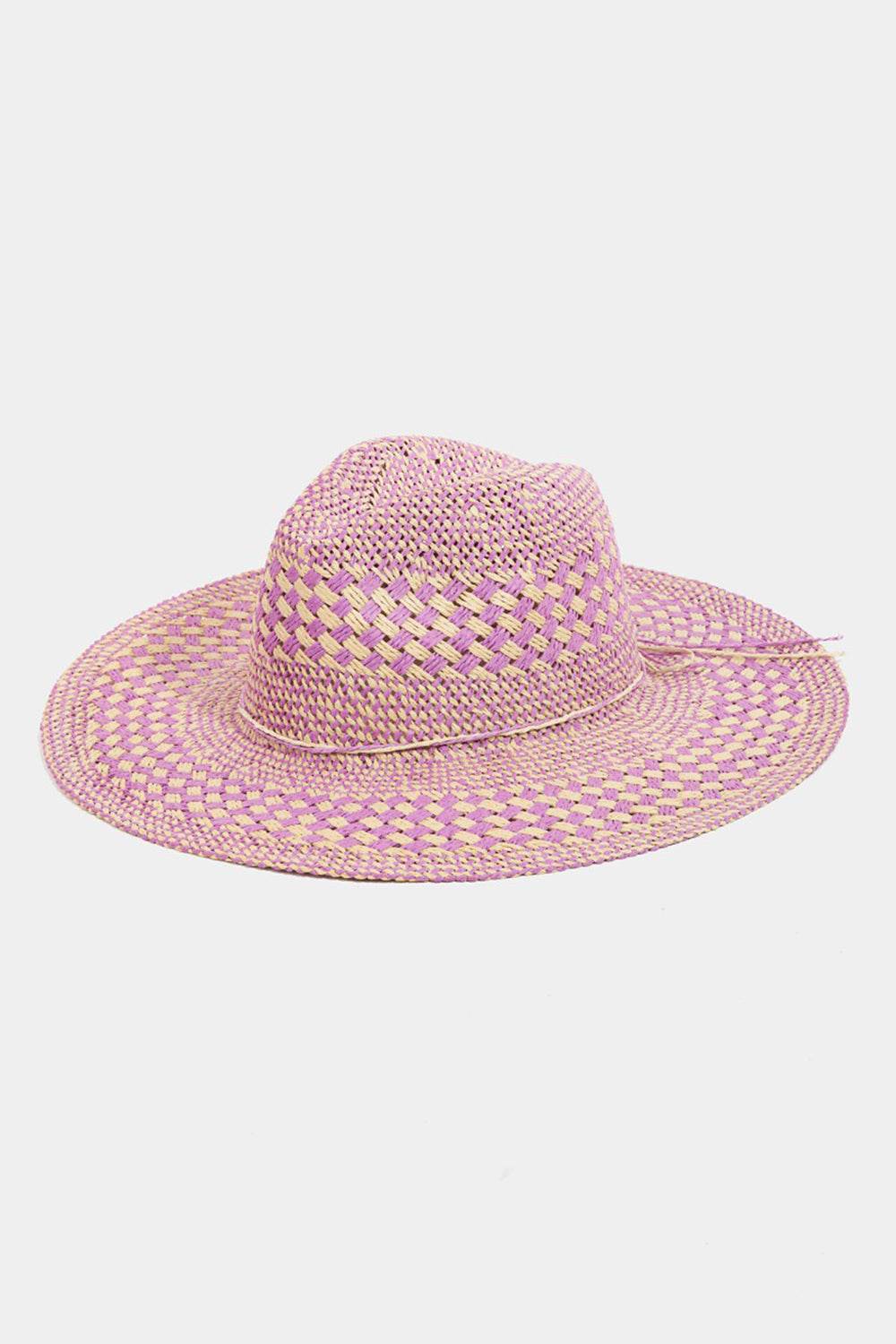 Fame Checkered Straw Weave Sun Hat - Delanoir