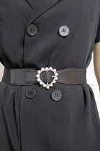 Pearl Heart Buckle Elastic Belt - Delanoir