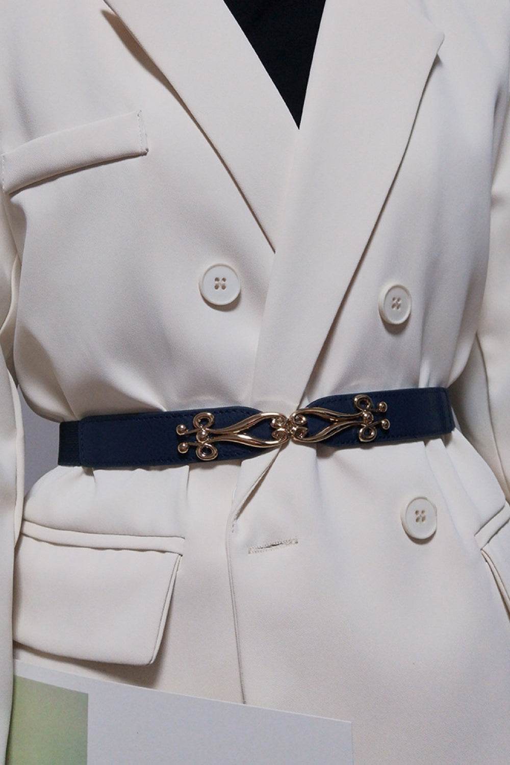 Alloy Buckle Elastic Belt - Delanoir