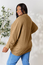 Basic Bae Full Size Ribbed Cocoon Cardigan - Delanoir