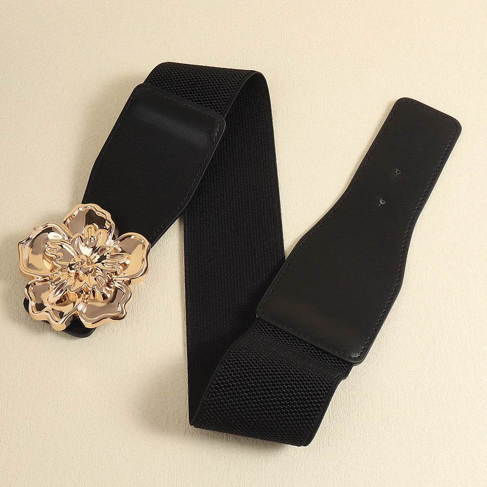 Flower Alloy Buckle Elastic Belt - Delanoir