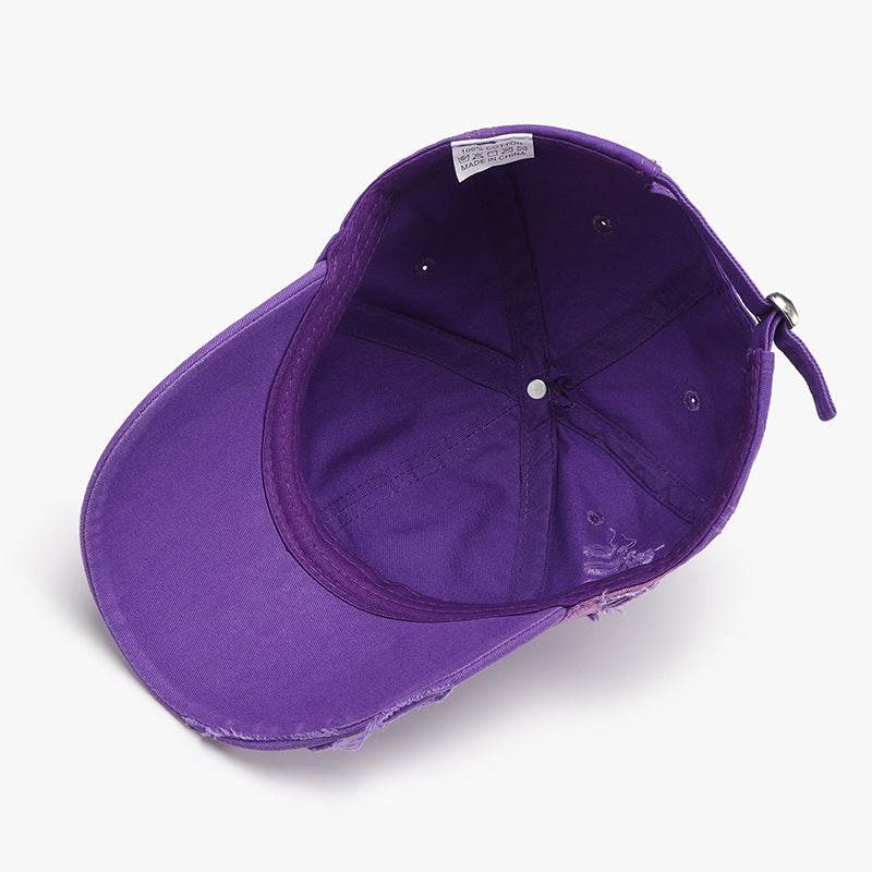 Distressed Adjustable Cotton Baseball Cap - Delanoir