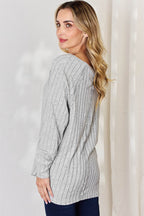 Basic Bae Full Size Ribbed Round Neck Slit T-Shirt - Delanoir