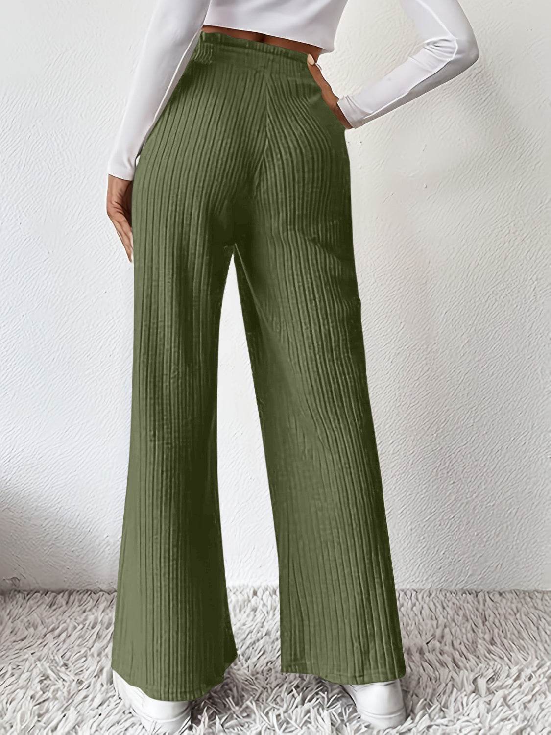 Ribbed High Waist Pants - Delanoir