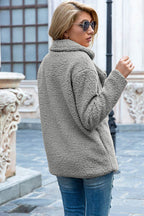 Ivy Lane Full Size Lapel Collar Sherpa Coat - Delanoir