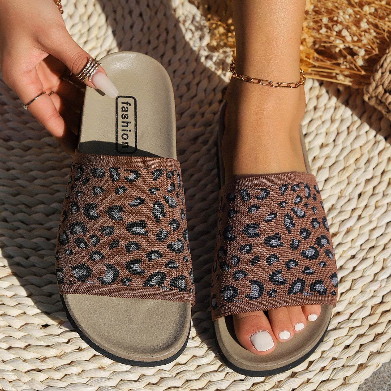 Leopard Open Toe Sandals - Delanoir