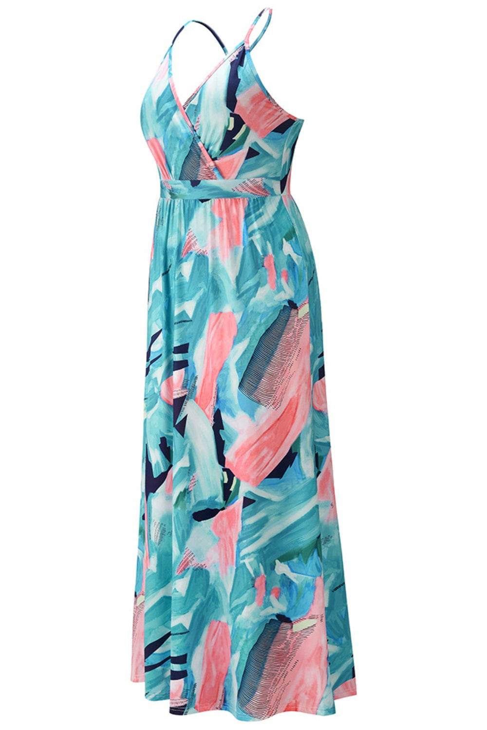 Crisscross Printed Surplice Cami Dress - Delanoir